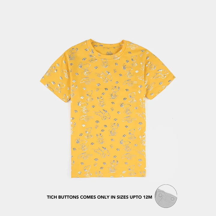 Infant Girls Lycra Jersey T-Shirt-Yellow