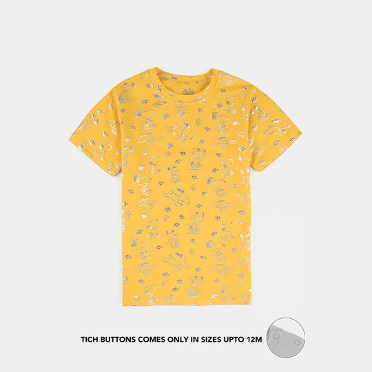 Infant Girls Lycra Jersey T-Shirt-Yellow