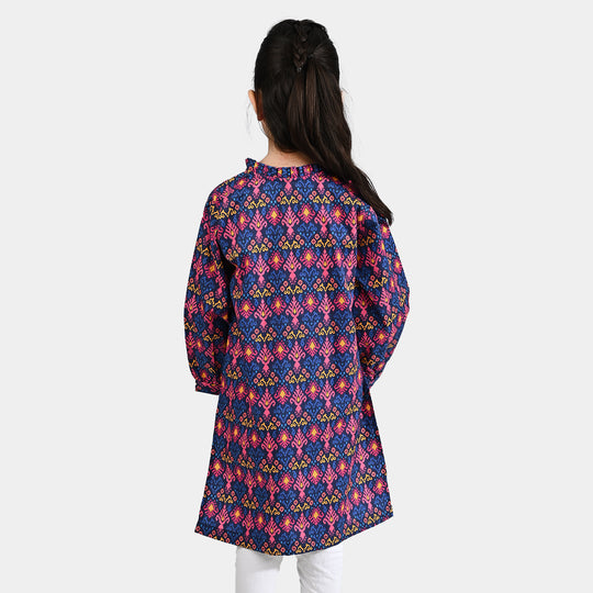 Girls Cotton Poplin Printed Kurti Bahar - Multi