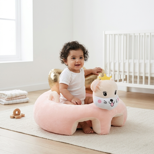 Cartoon Baby Floor Seat/Support Sofa Seat 3M+ | 542-Peach