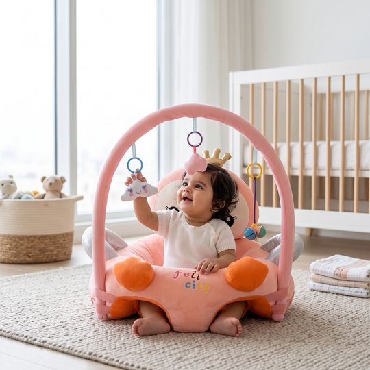 Cartoon Baby Floor Seat/Support Sofa Seat 6M+ | 544-Peach