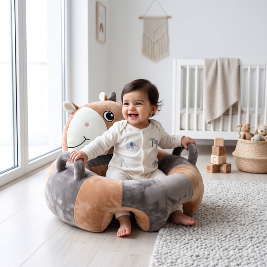 Cartoon Baby Floor Seat/Support Sofa Seat - 3M+ | 543-Brown