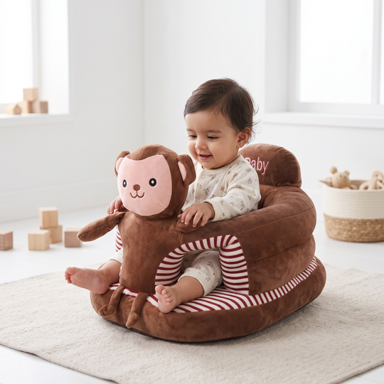 Cartoon Baby Floor Seat/Support Sofa Seat - 6M+ | 1475-Brown