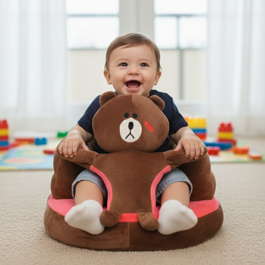Cartoon Baby Floor Seat/Support Sofa Seat - 6M+ |  1475-Brown