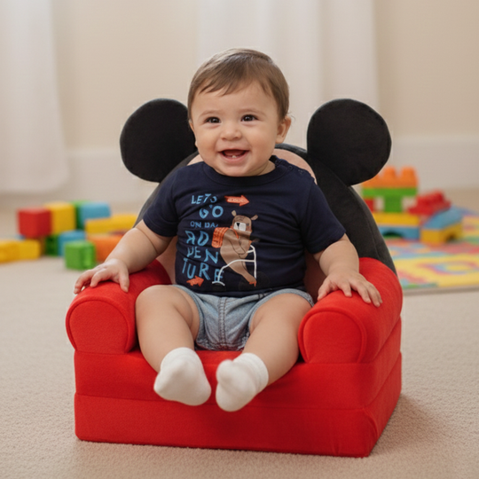 Adorable Kids Foldable Sofa Seat -Red