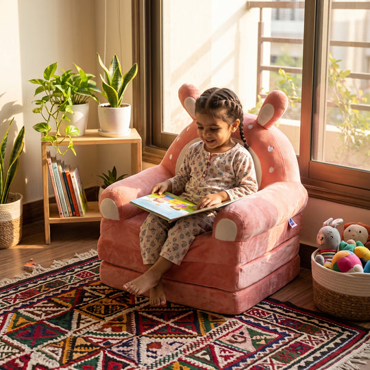 Adorable Kids Foldable Sofa Seat - 18M+ | 547-Peach