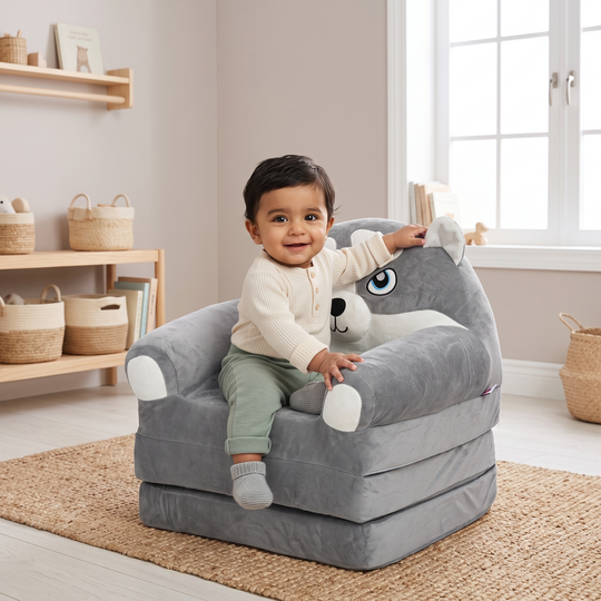 Adorable Kids Foldable Sofa Seat - 18M+ | 547-Gray