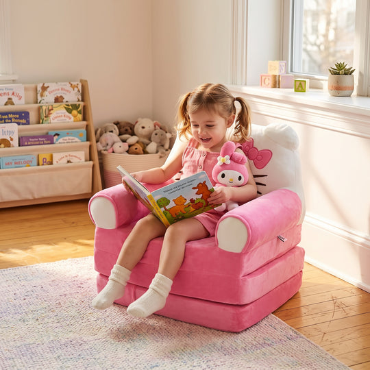 Adorable Kids Foldable Sofa Seat - 18M+ | 547-Pink/White