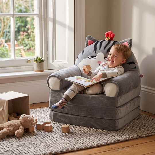 Adorable Kids Foldable Sofa Seat - 18M+ | 547-D.Gray
