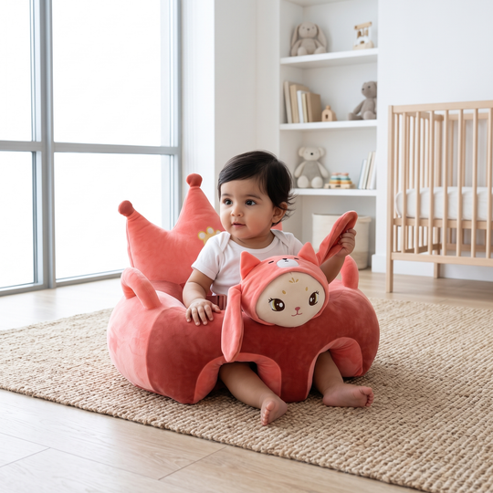 Baby Crown Floor Seat/Support Sofa Seat 6M+ | 952-Peach