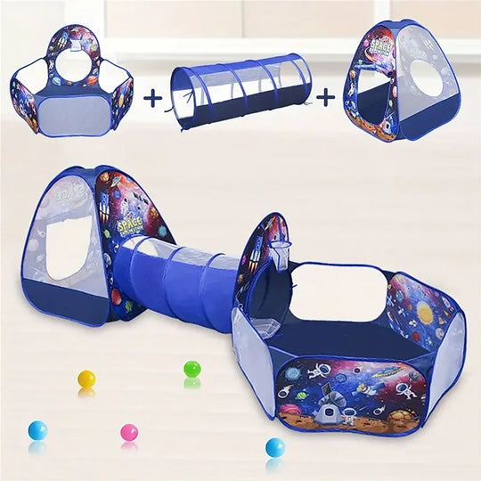 Kids Pop Up Play Tunnel Tent House Space Theme