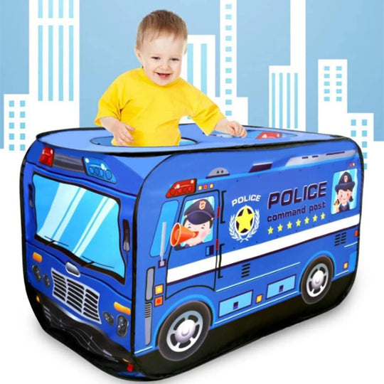 Blue Police Car Pop Up Tent With Carrying Case