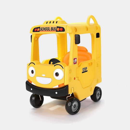 Ride-on Push Car Roof School Bus, Yellow