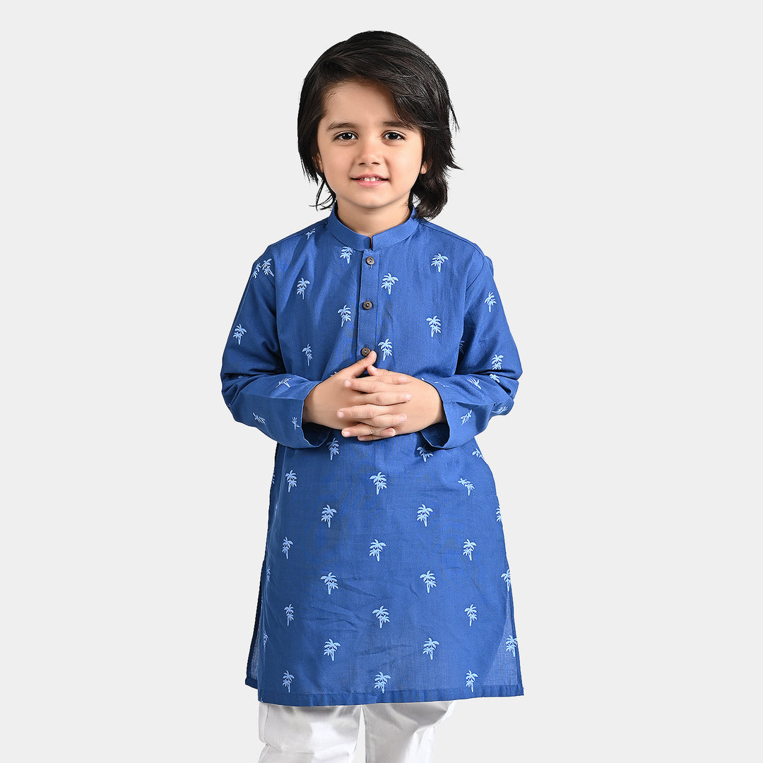 Boys Cotton Printed Kurta (Palm Tree)