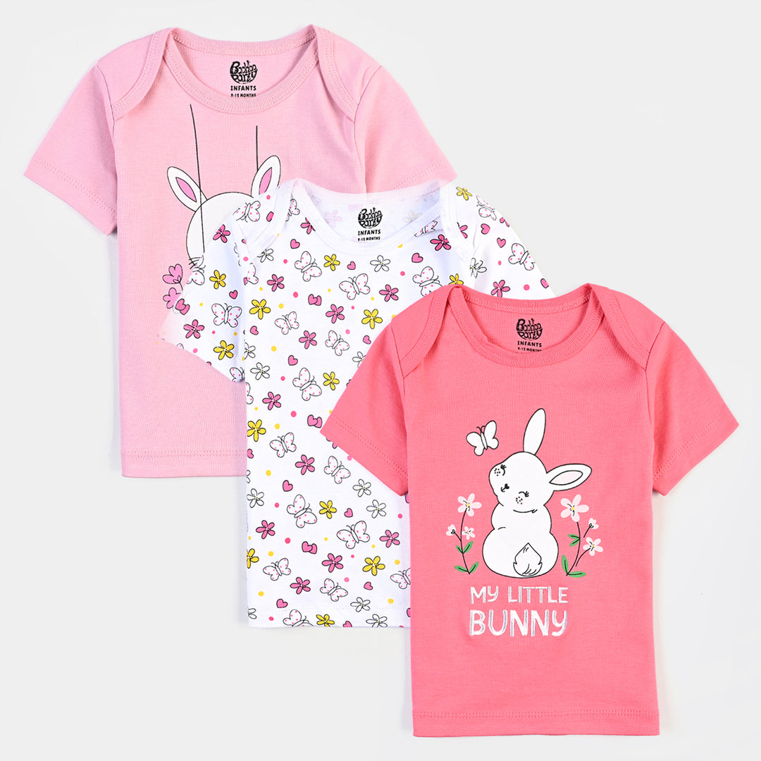 Infant Girls Cotton Interlock 3 Piece T-Shirt Set Bunny