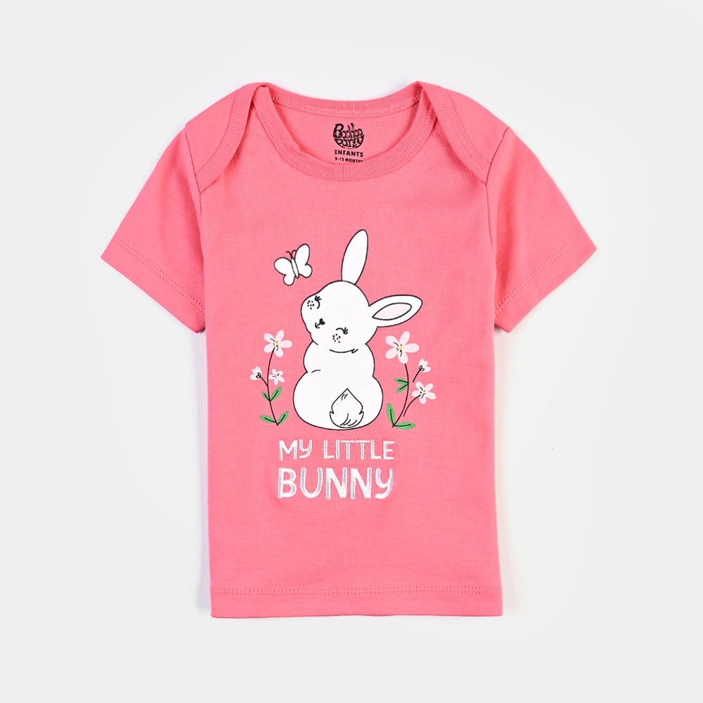 Infant Girls Cotton Interlock 3 Piece T-Shirt Set Bunny