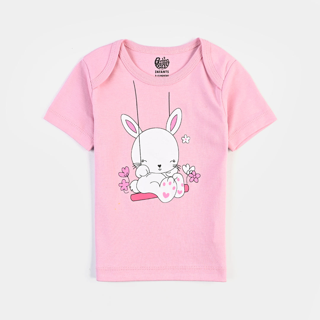 Infant Girls Cotton Interlock 3 Piece T-Shirt Set Bunny