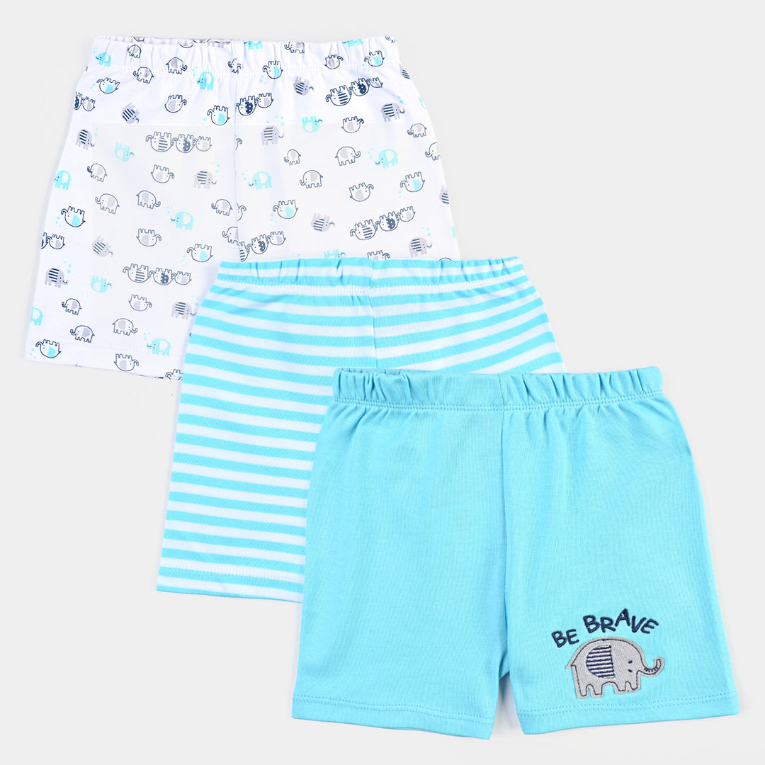 Infant Unisex Cotton Interlock 3 Piece Short Set Elephants