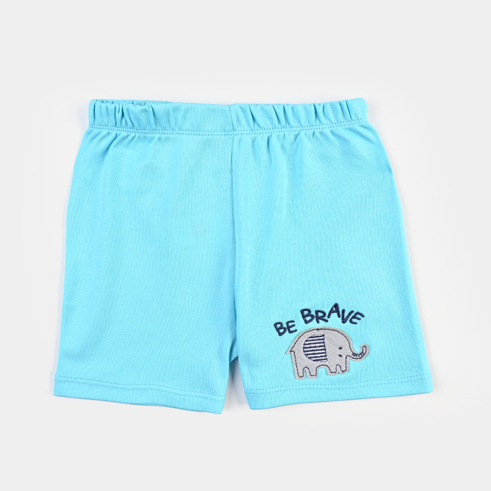 Infant Unisex Cotton Interlock 3 Piece Short Set Elephants