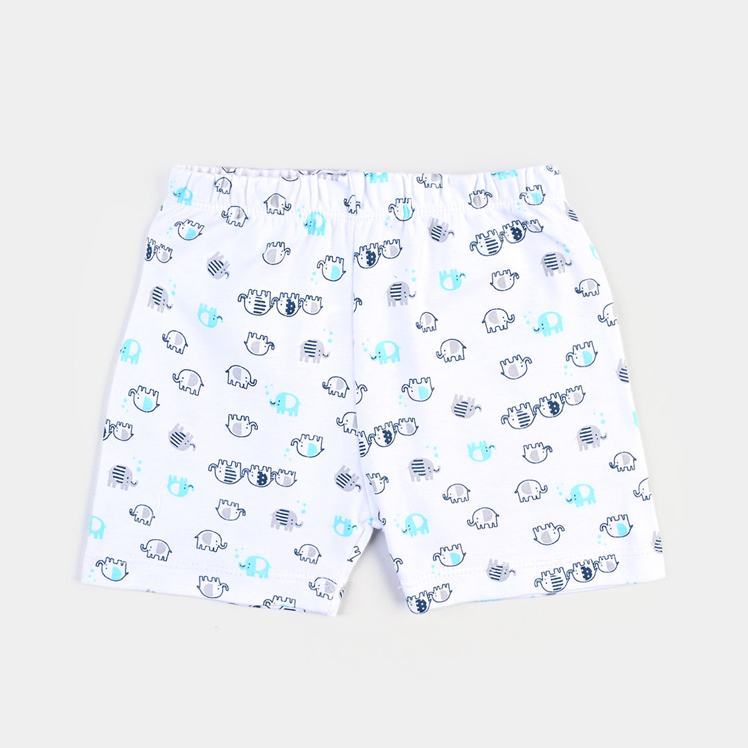 Infant Unisex Cotton Interlock 3 Piece Short Set Elephants