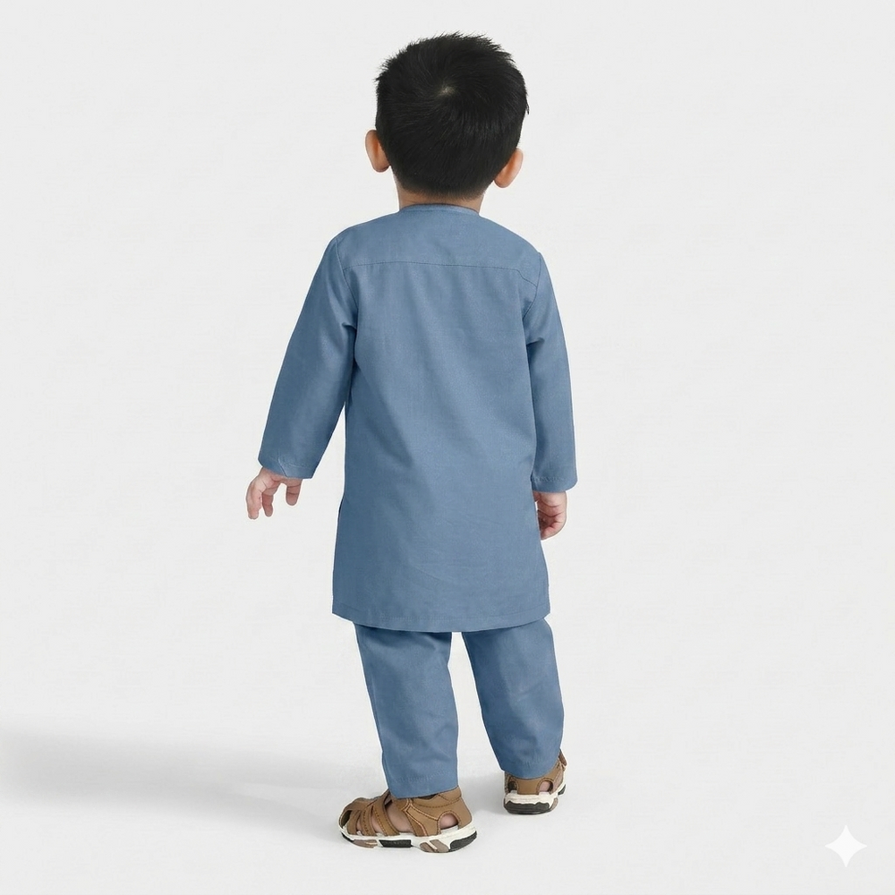 Infant Boys Poly Viscose Kurta Pajama (Dobby) - Grey