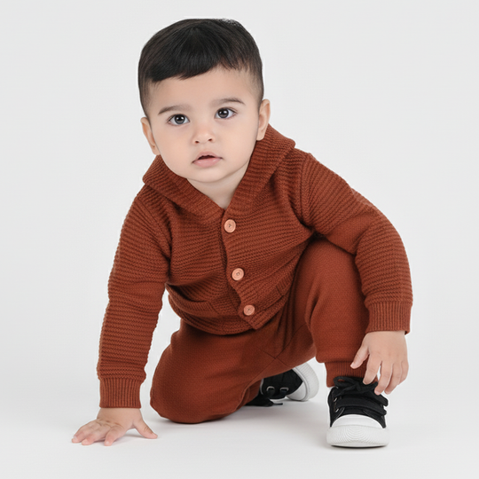 Infant Boys Acrylic Suit-Rust