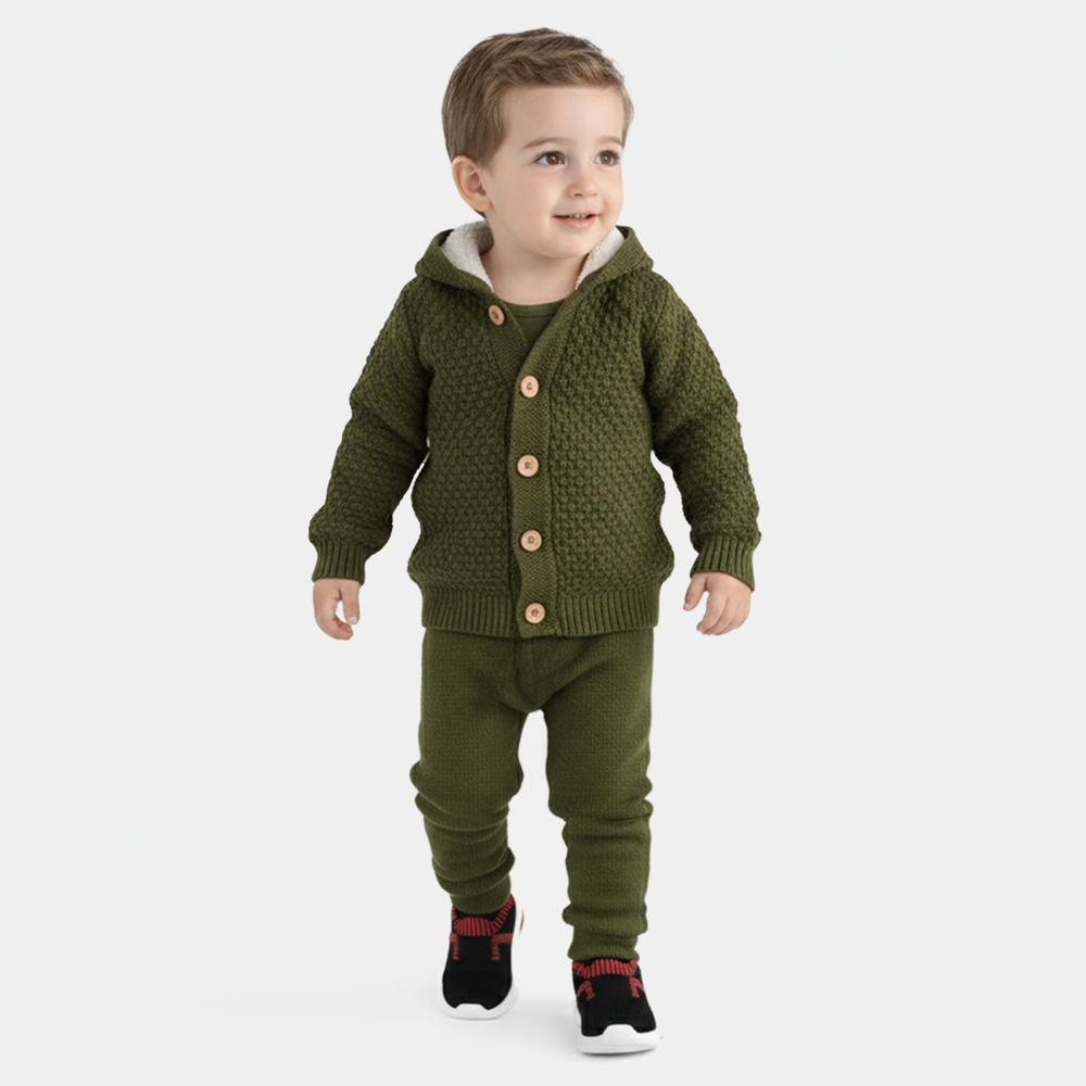 Infant Boys Acrylic Suit-Popcorn - Olive Green