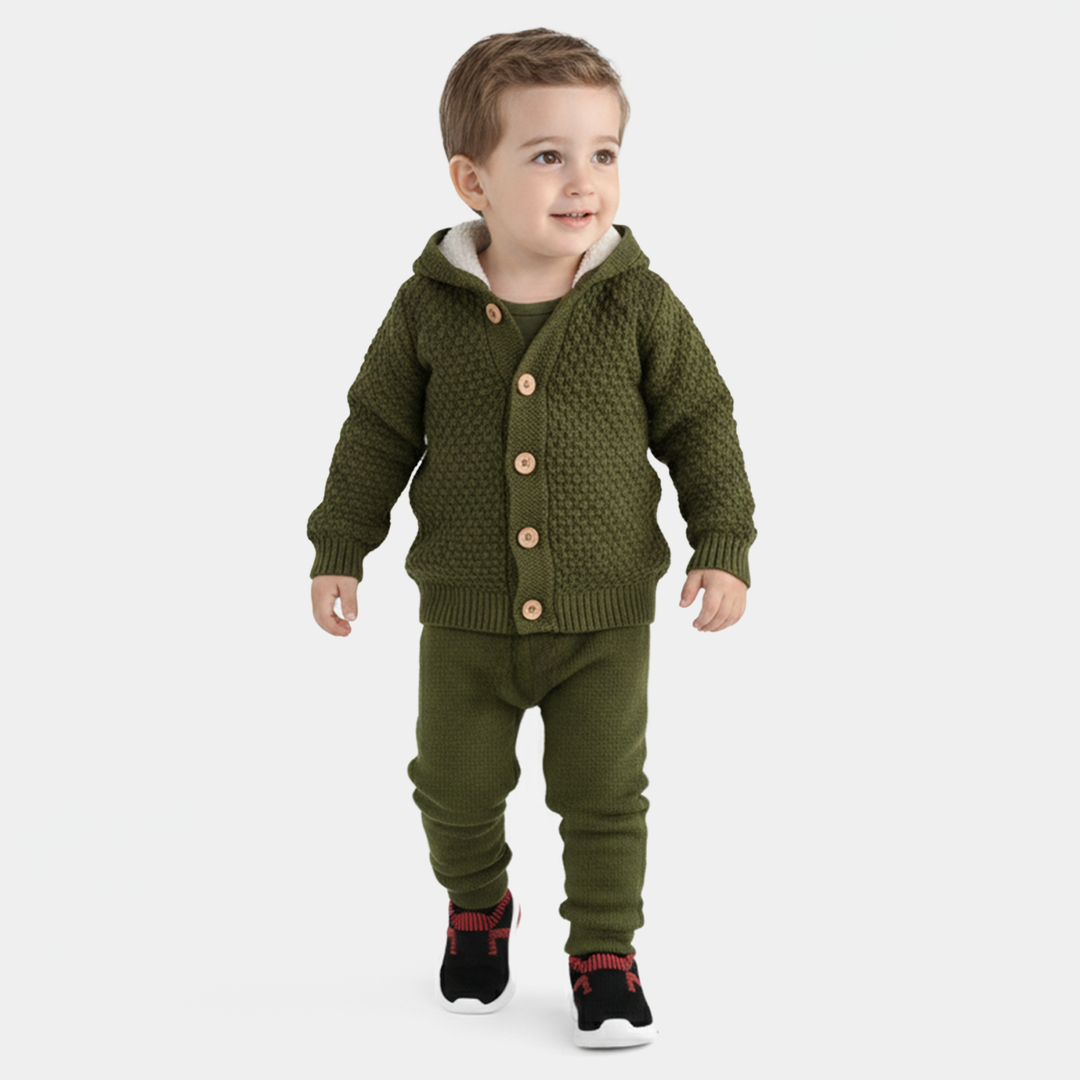 Infant Boys Acrylic Suit-Popcorn - Olive Green