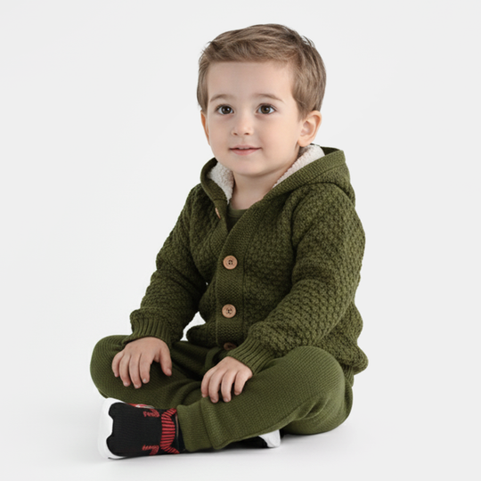 Infant Boys Acrylic Suit-Popcorn - Olive Green