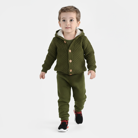 Infant Boys Acrylic Suit-Popcorn - Olive Green