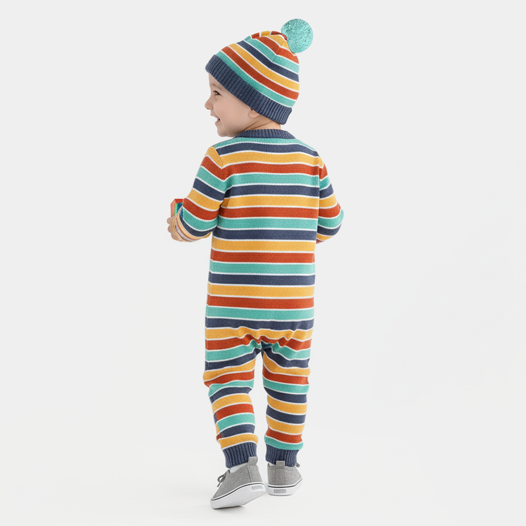 Infant Boys Acrylic Romper-Multi Stripe