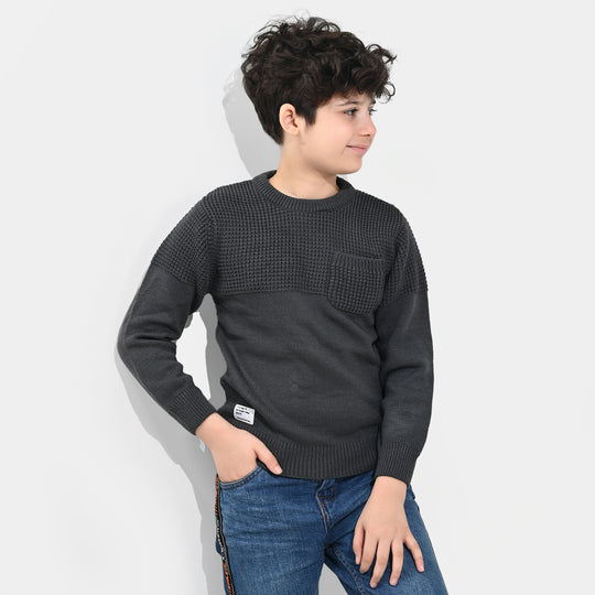 Boys Acrylic Sweater-Great Things - CHARCOAL
