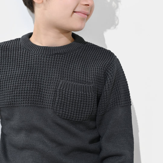 Boys Acrylic Sweater-Great Things - CHARCOAL