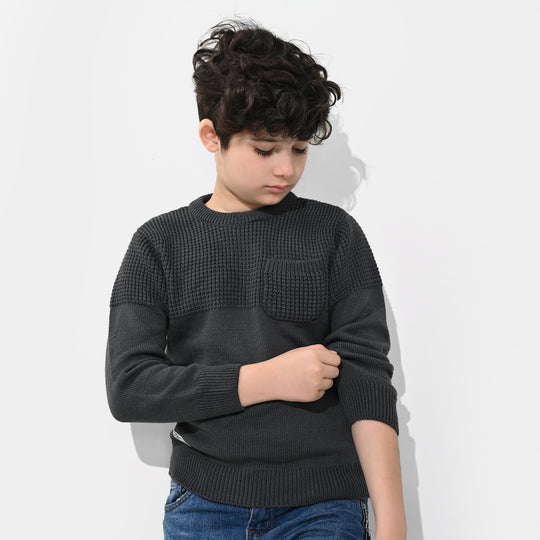 Boys Acrylic Sweater-Great Things - CHARCOAL