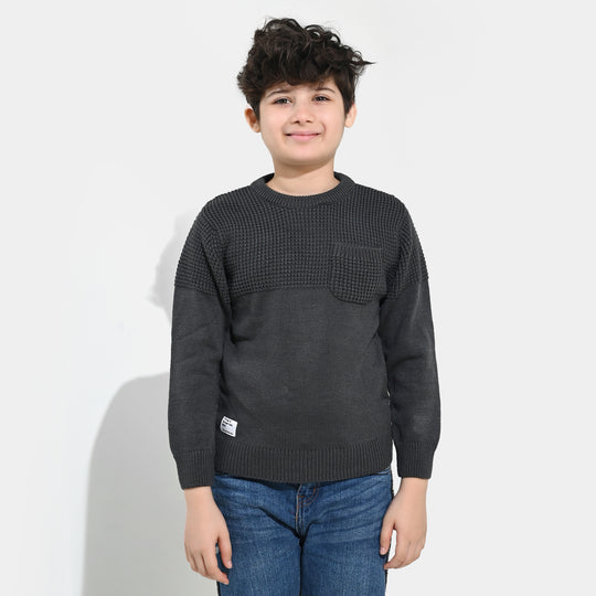 Boys Acrylic Sweater-Great Things - CHARCOAL