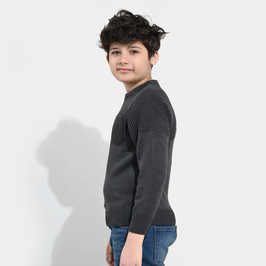 Boys Acrylic Sweater-Great Things - CHARCOAL