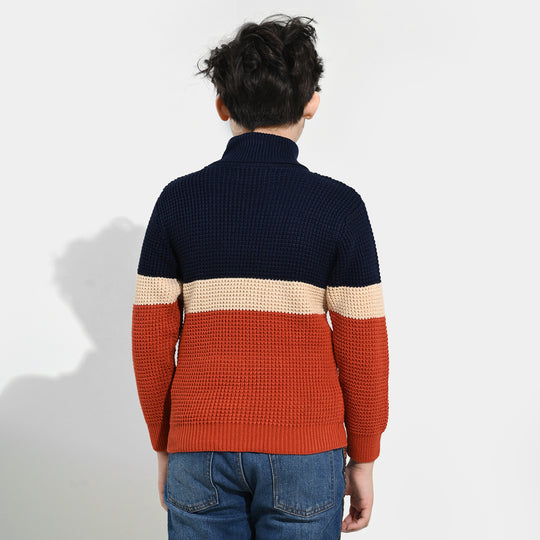 Boys Acrylic Sweater-Pop Corn - Multi