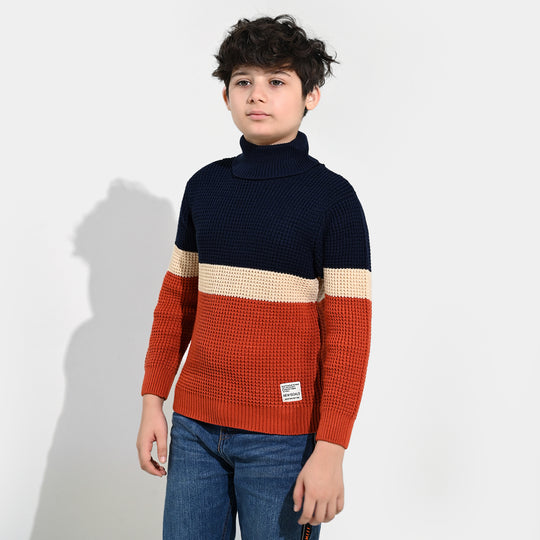 Boys Acrylic Sweater-Pop Corn - Multi
