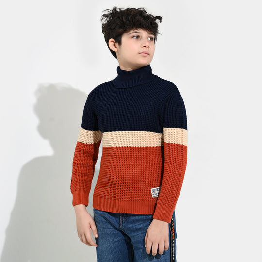 Boys Acrylic Sweater-Pop Corn - Multi
