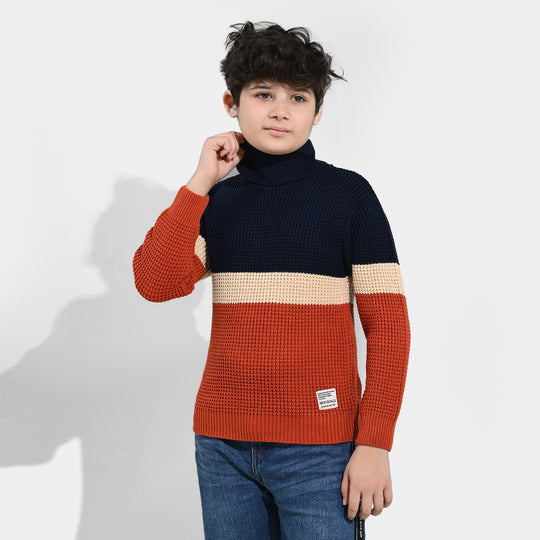Boys Acrylic Sweater-Pop Corn - Multi