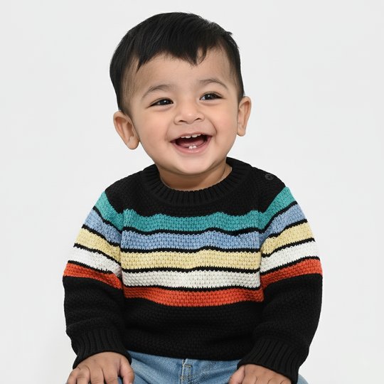 Infant Boys Acrylic Sweater-Multi Stripe