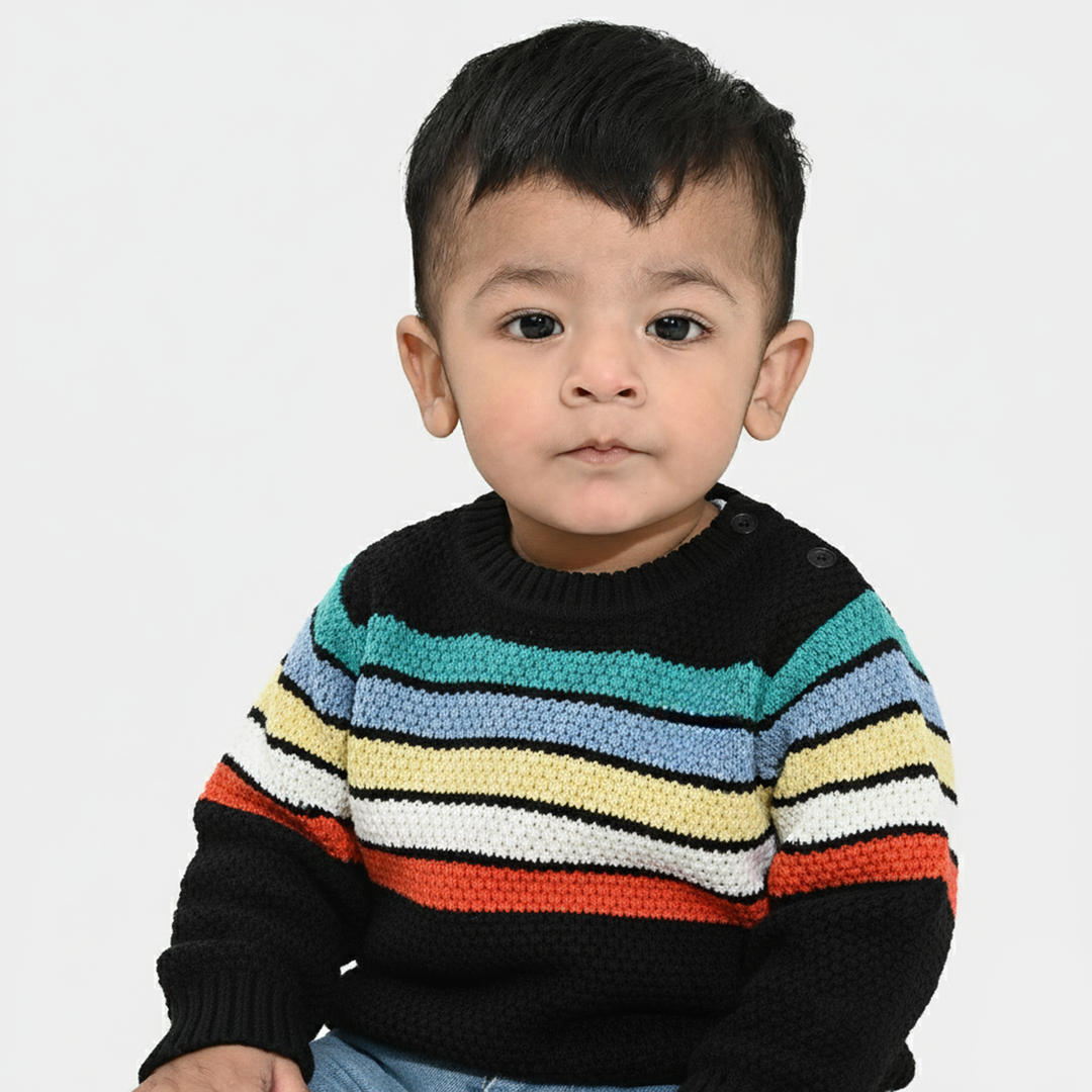 Infant Boys Acrylic Sweater-Multi Stripe