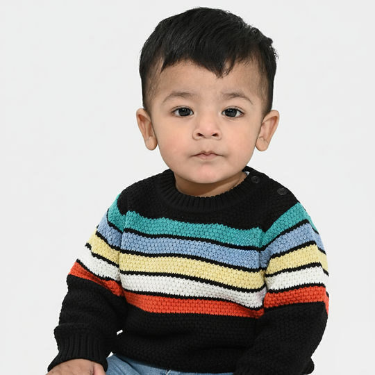 Infant Boys Acrylic Sweater-Multi Stripe