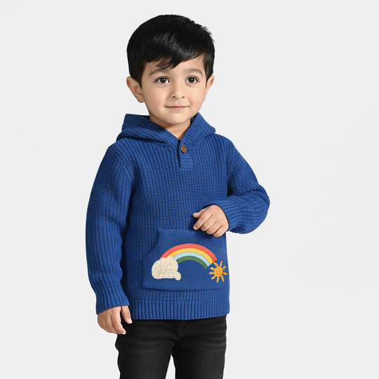 Infant Boys Acrylic Sweater-Rainbow - Royal Blue