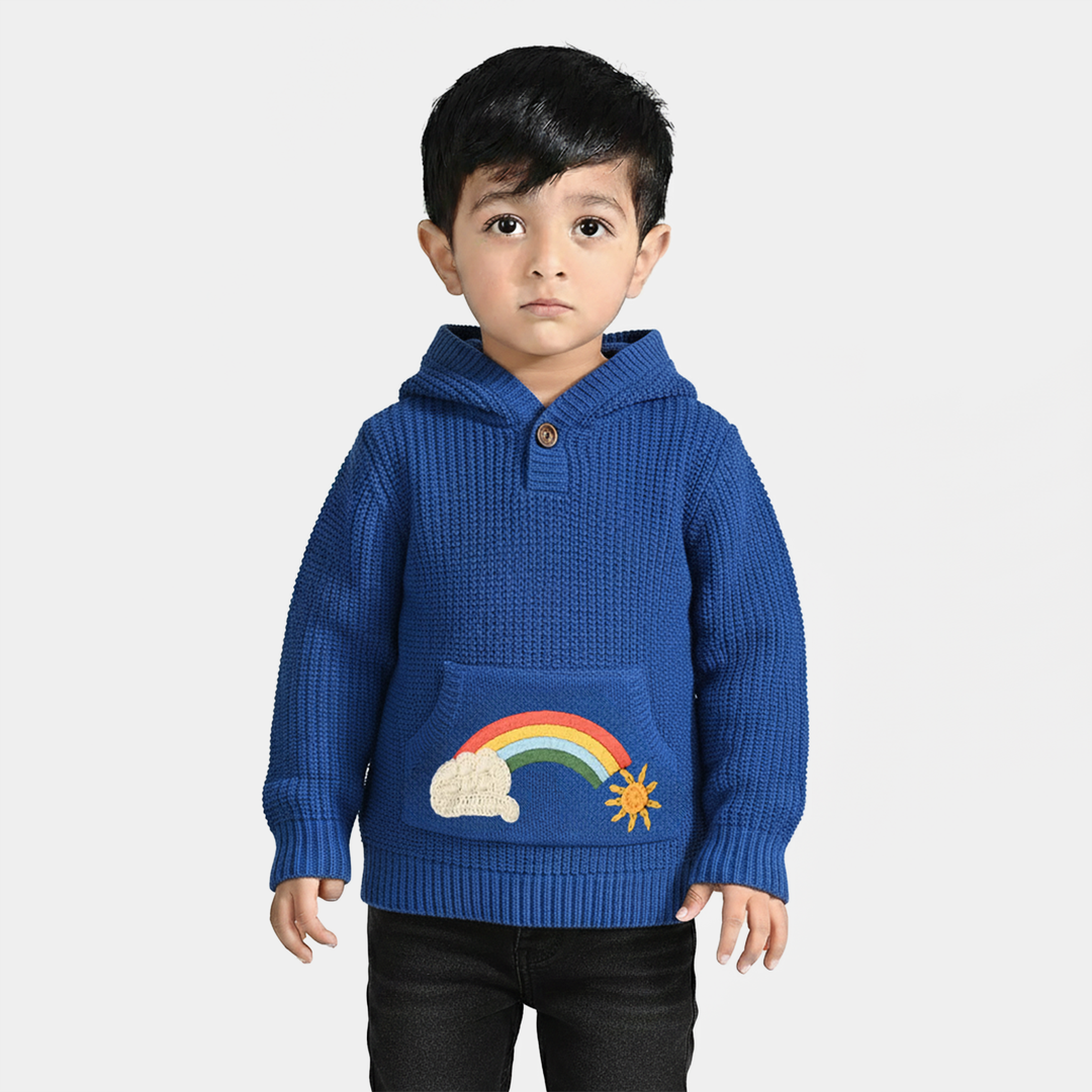 Infant Boys Acrylic Sweater-Rainbow - Royal Blue