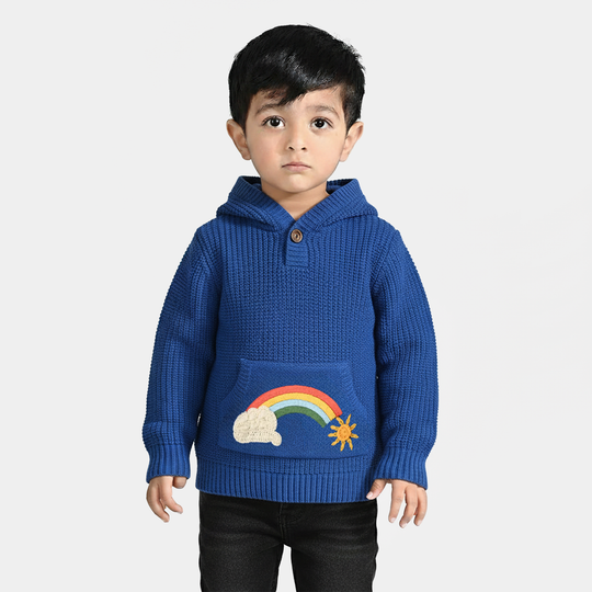 Infant Boys Acrylic Sweater-Rainbow - Royal Blue