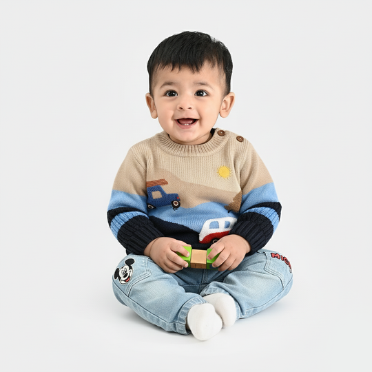 Infant Boys Acrylic Sweater-Adventure-Multi