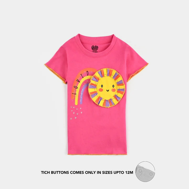 Infant Girls Cotton Jersey T-Shirt Loved-Hot Pink