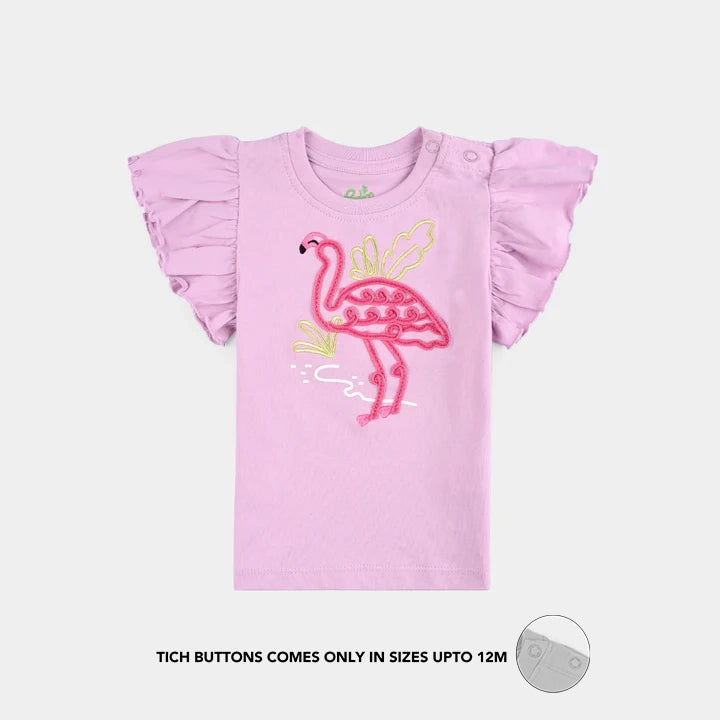Infant Girls Cotton Jersey T-Shirt Flamingo