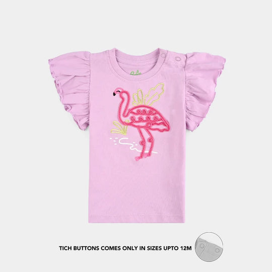Infant Girls Cotton Jersey T-Shirt Flamingo